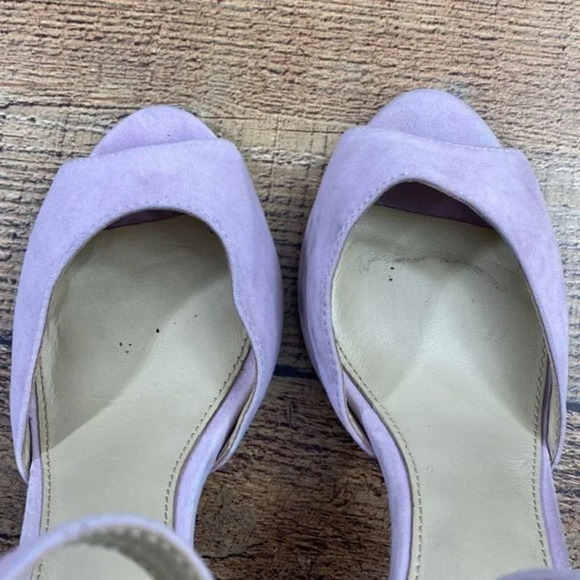 Botkier New York Purple Suede Leather Tassel Slingback Heel Womens 8 Peep Toe - Picture 14 of 16